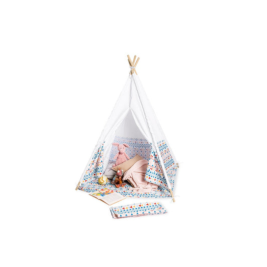 Tipi Tent 'Tipi Naira' - Wit/Blauw/Rood/Geel