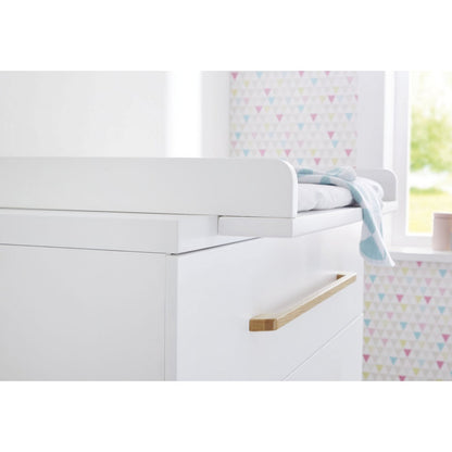 Children's room 'Riva' - 2 parts: Bed/Wide Chest of Drawers - White/Natural