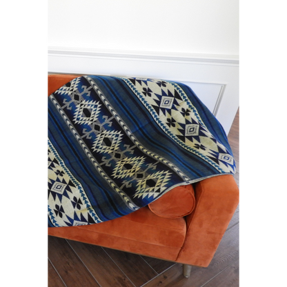 Ecuadorian Alpaca Blanket - Native Blanket - Cotopaxi Blue