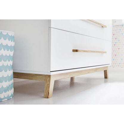 Children's room 'Riva' - 3 parts: Bedstead/Wide chest of drawers/2-door wardrobe - White/Natural