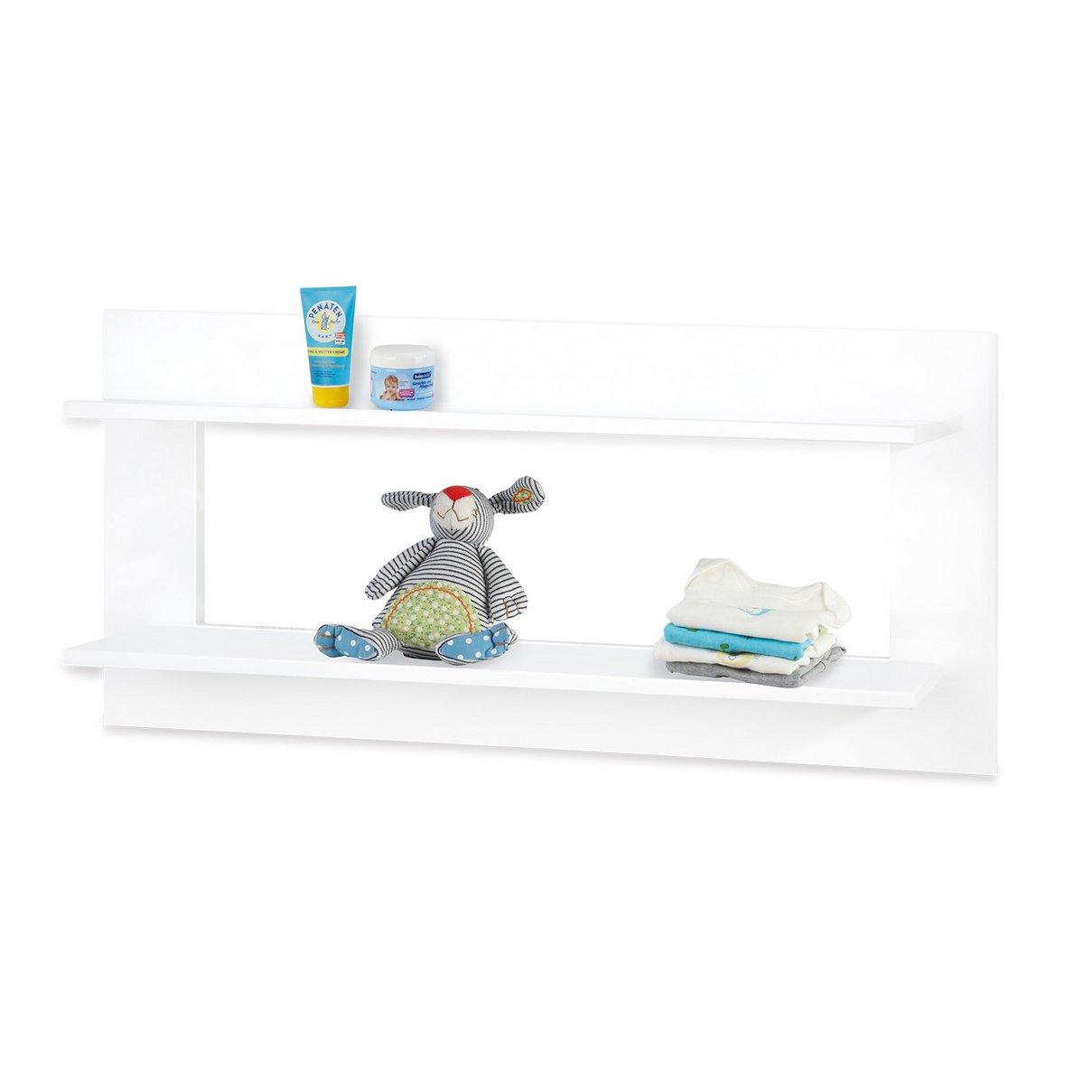 Children's room 'Polar' - 3 parts: Bedstead/Extra Wide Chest of Drawers/Wall Shelf - White