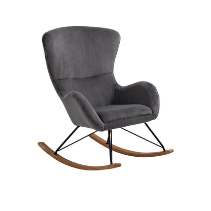 Rocking chair - Scandinavian - Lambskin look - Dark gray