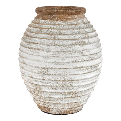 Decoratiepot 'Lomba' - Terracotta - Ø28x35cm - Bruin/Wit