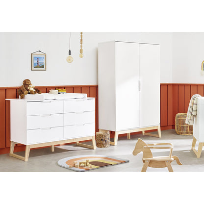 Chest of drawers 'Bridge' - Extra Wide - White/Natural