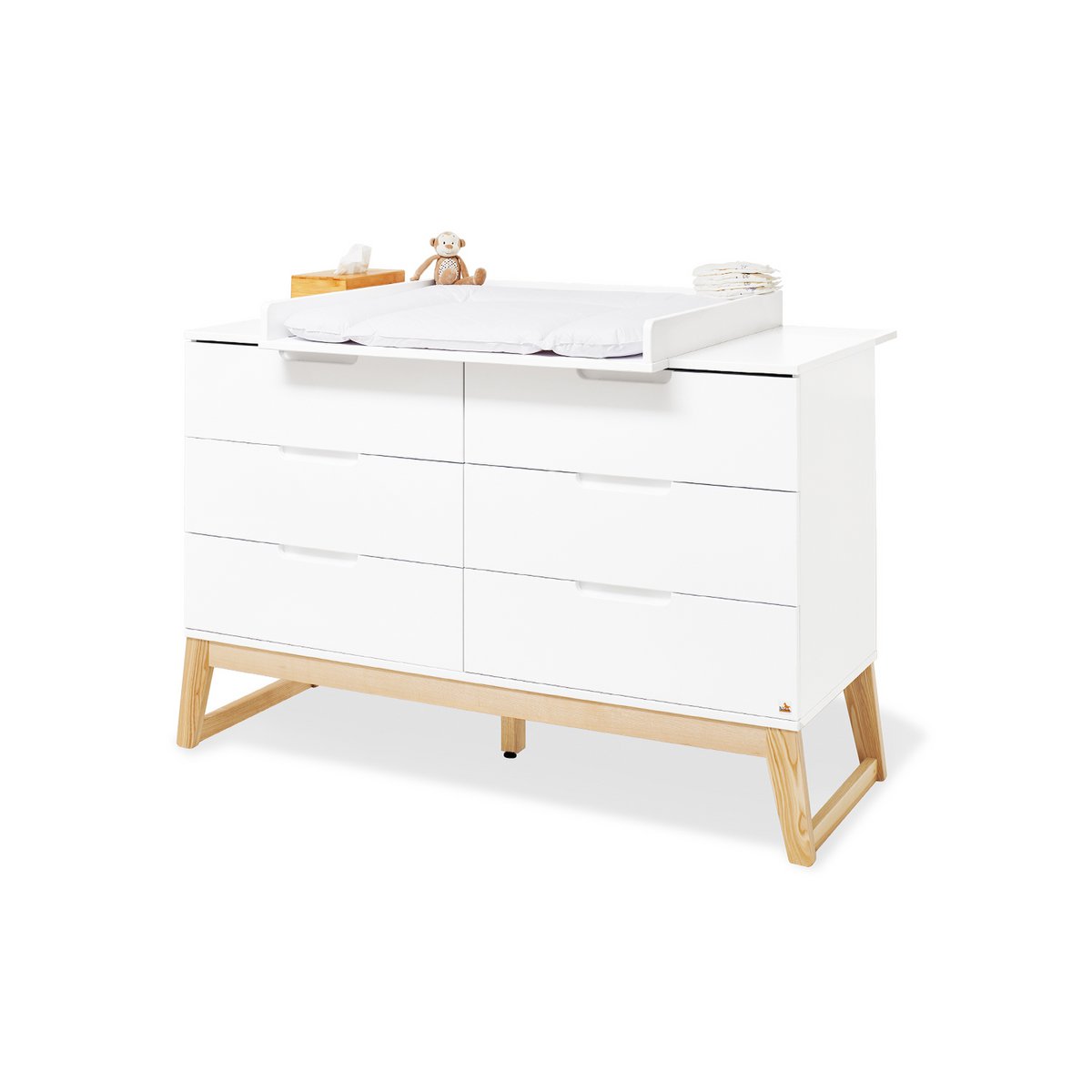 Chest of drawers 'Bridge' - Extra Wide - White/Natural