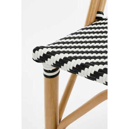 Bistro chair 'Mandox' - W51 x D57 x H90 cm - Rattan - Black/White