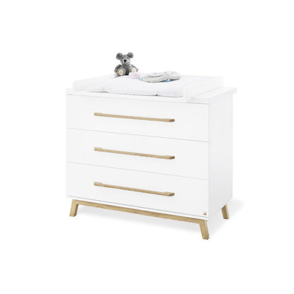 Children's room 'Riva' - 3 parts: Bedstead/Wide chest of drawers/3-door wardrobe - White/Natural