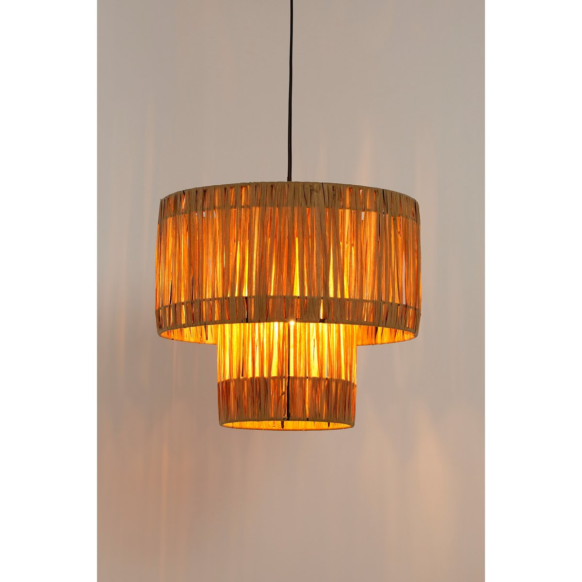 Hanging lamp 'Elisa' - H30 x Ø35 cm - Raffia - Light brown