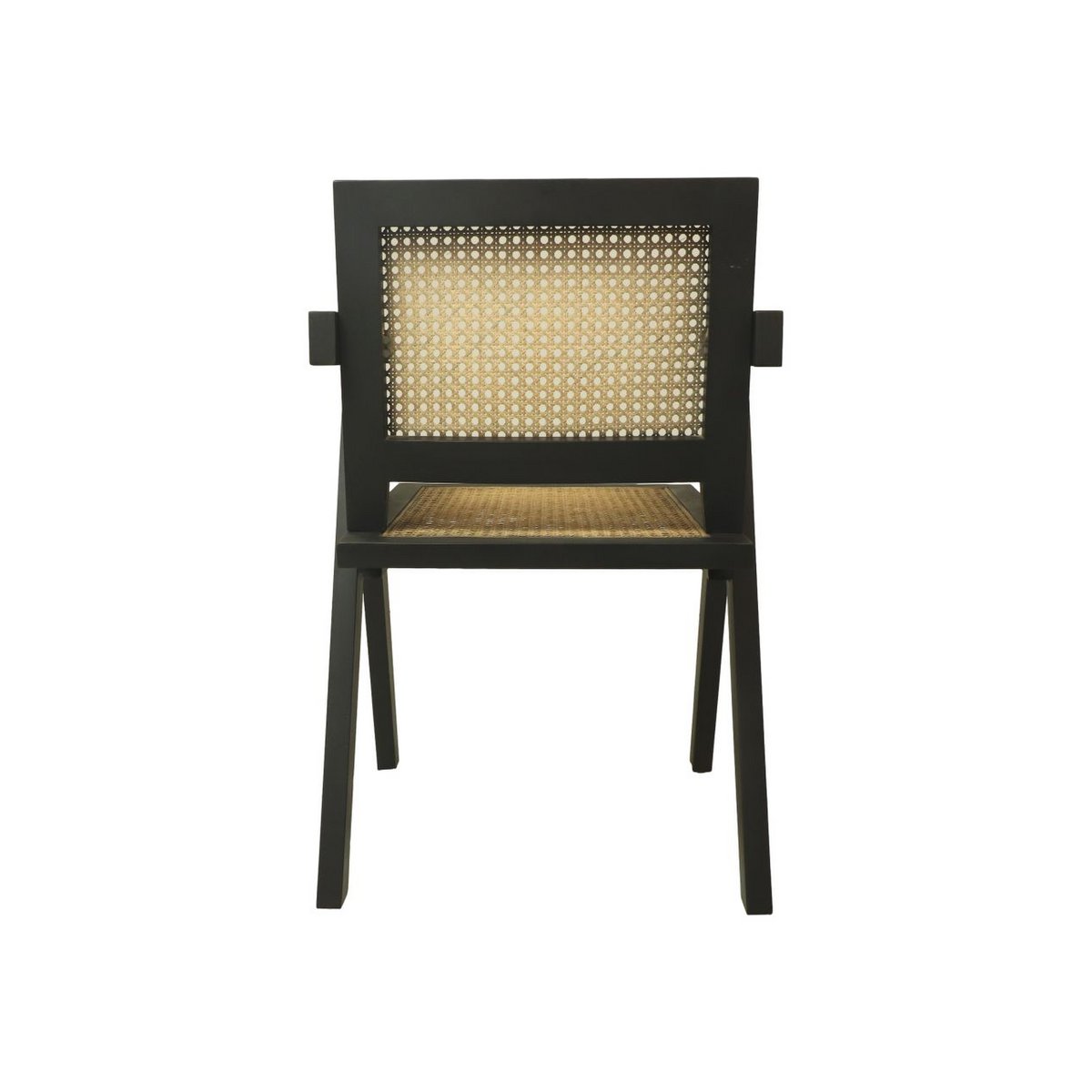 Esszimmerstuhl – 56 x 52 x 83 cm – Mahagoni/Rattan – Schwarz/Natur