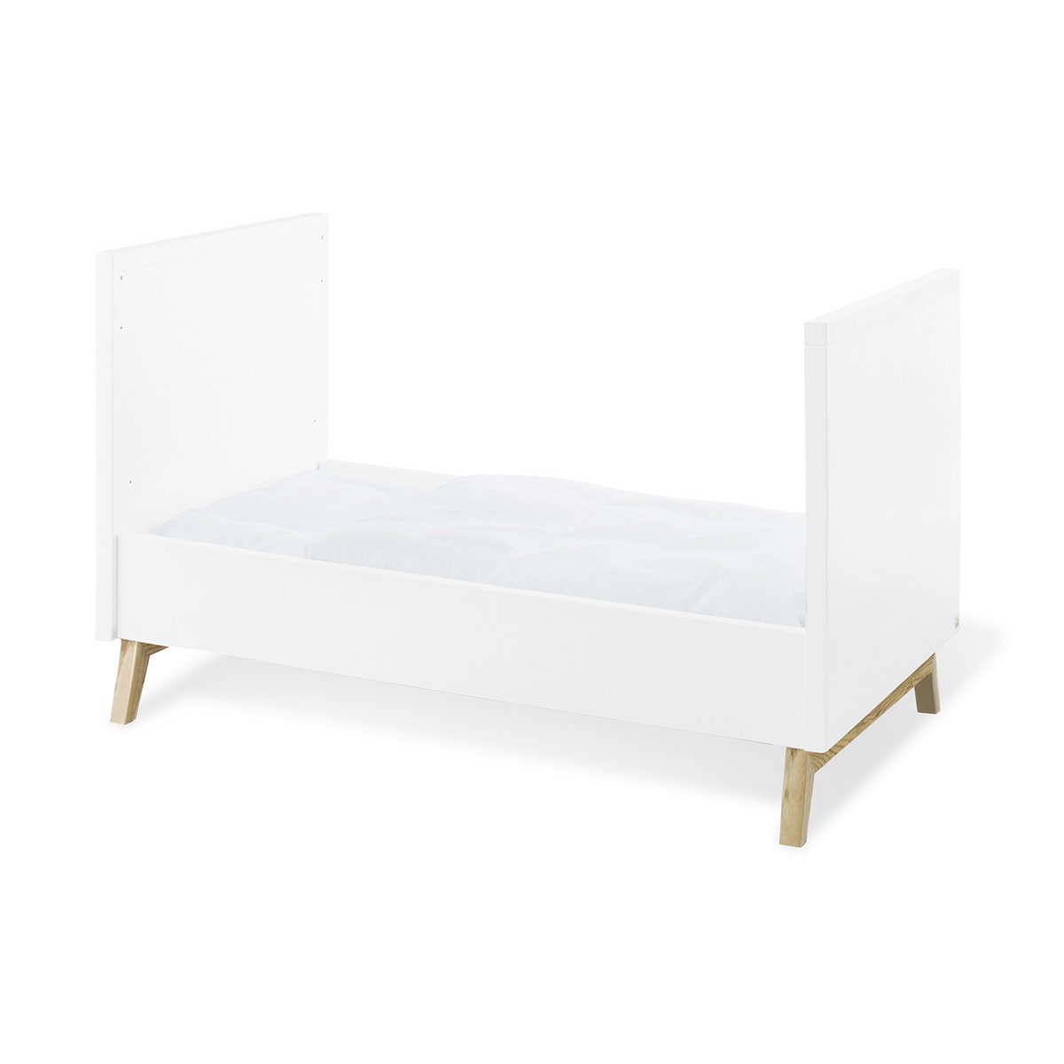 Children's room 'Riva' - 3 parts: Bedstead/Extra Wide Chest of Drawers/Wall Shelf - White/Natural