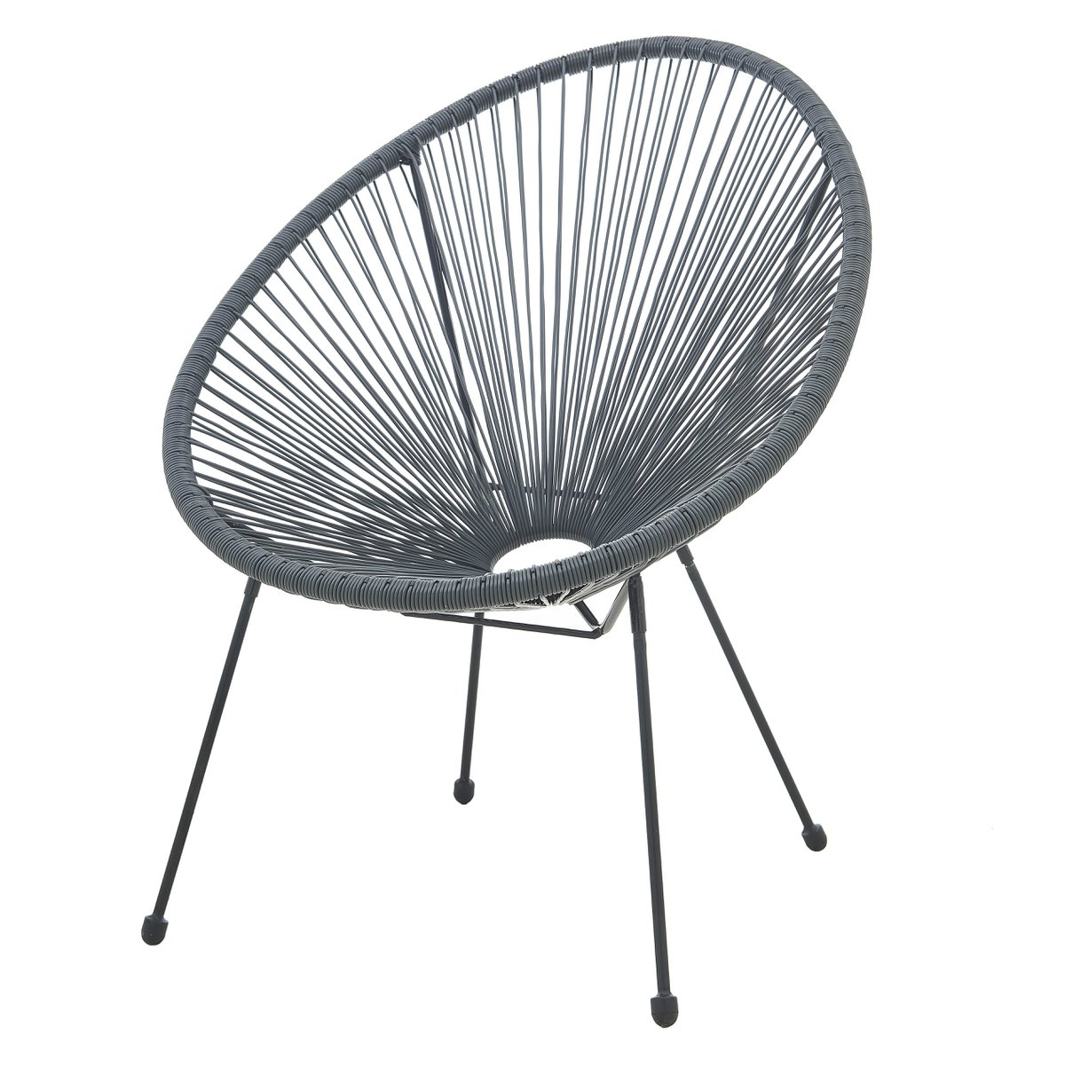 Rattan chair - Set of 2 - Plastic/Metal - 73x88x73cm - Gray/Black