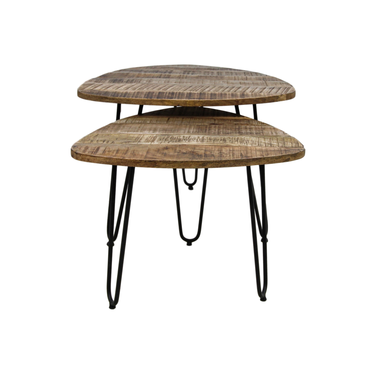 Coffee table set 'Dexter' - 2-piece - Ø60 cm - Mango wood/Iron - Natural/Black