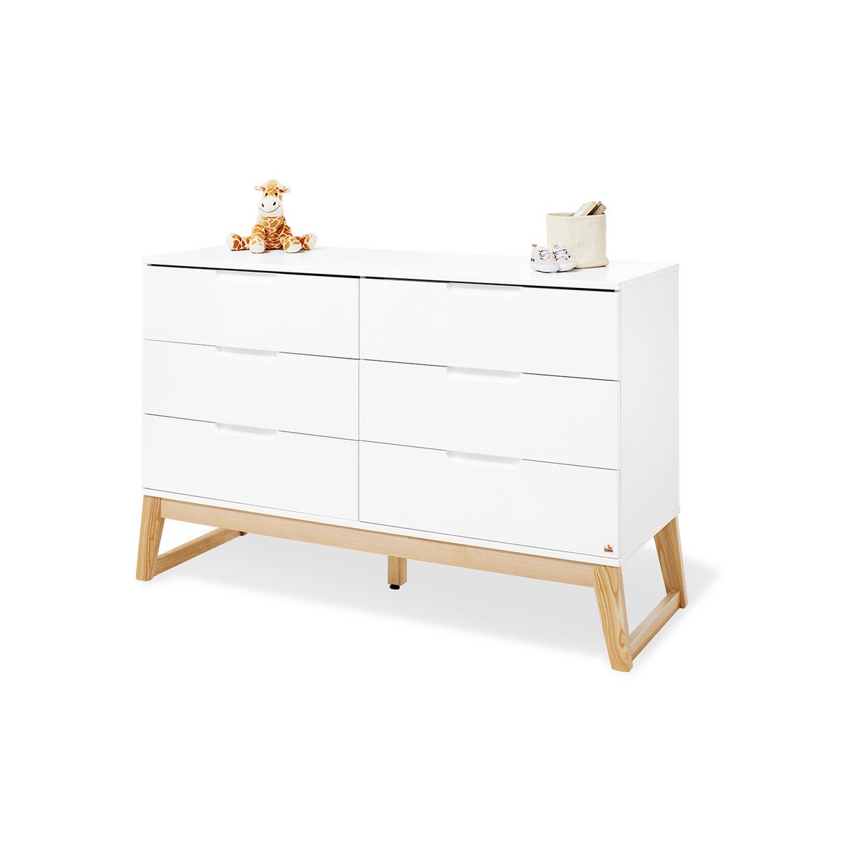 Children's room 'Bridge' - 3 parts: Bedstead/Extra Wide Chest of Drawers/3-door Wardrobe - White Natural