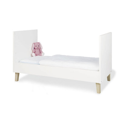 Children's room 'Lumi' - 2 parts: Bed/Extra Wide Chest of Drawers - White/Natural