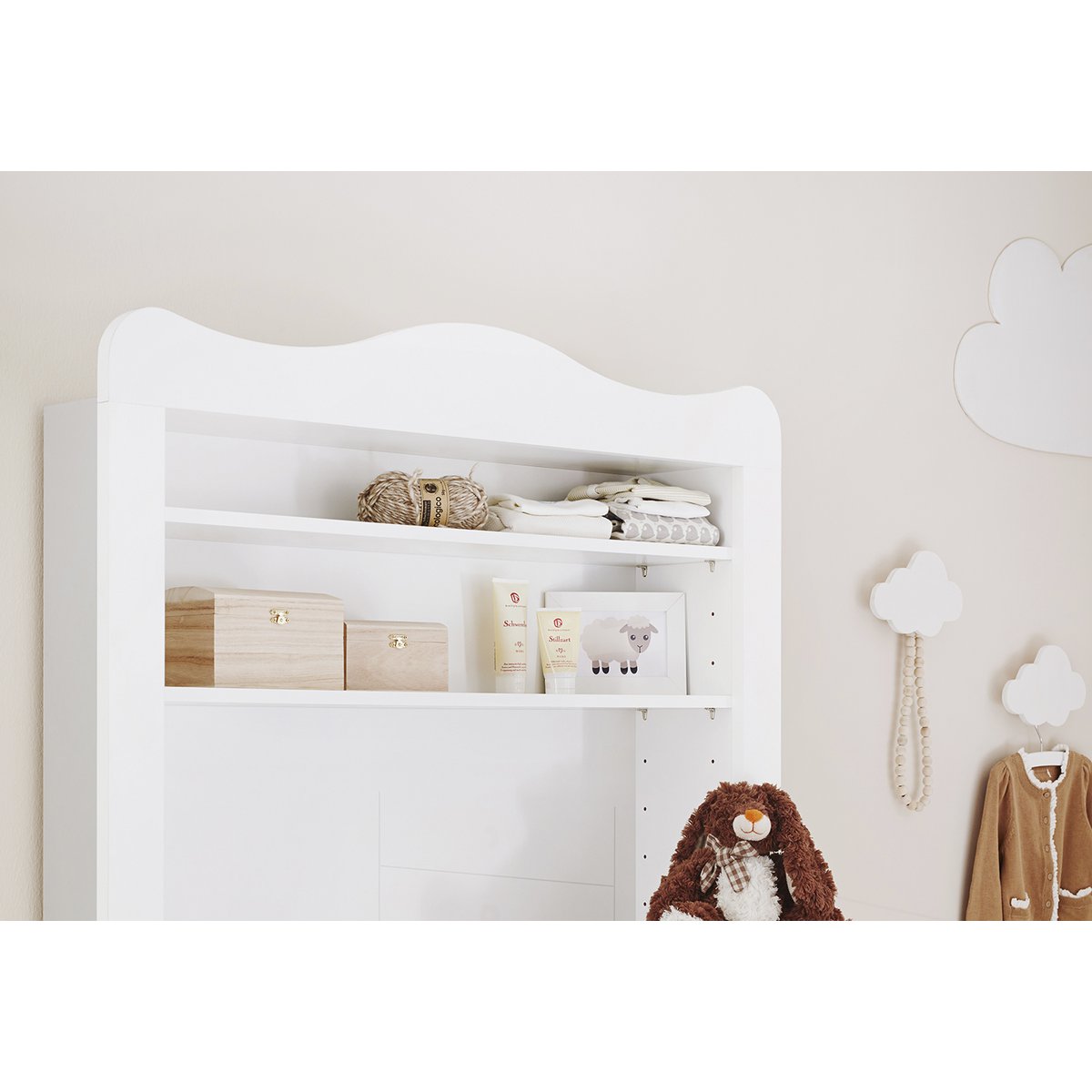 Children's room 'Florentina' - 4 parts: Bedstead/Extra Wide Chest of Drawers incl. Extra Wide Cupboard/2-door Wardrobe - White