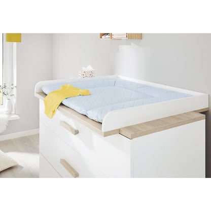 Children's room 'Lumi' - 3 parts: Bedstead/Extra Wide Chest of Drawers/2-door Wardrobe - White/Natural