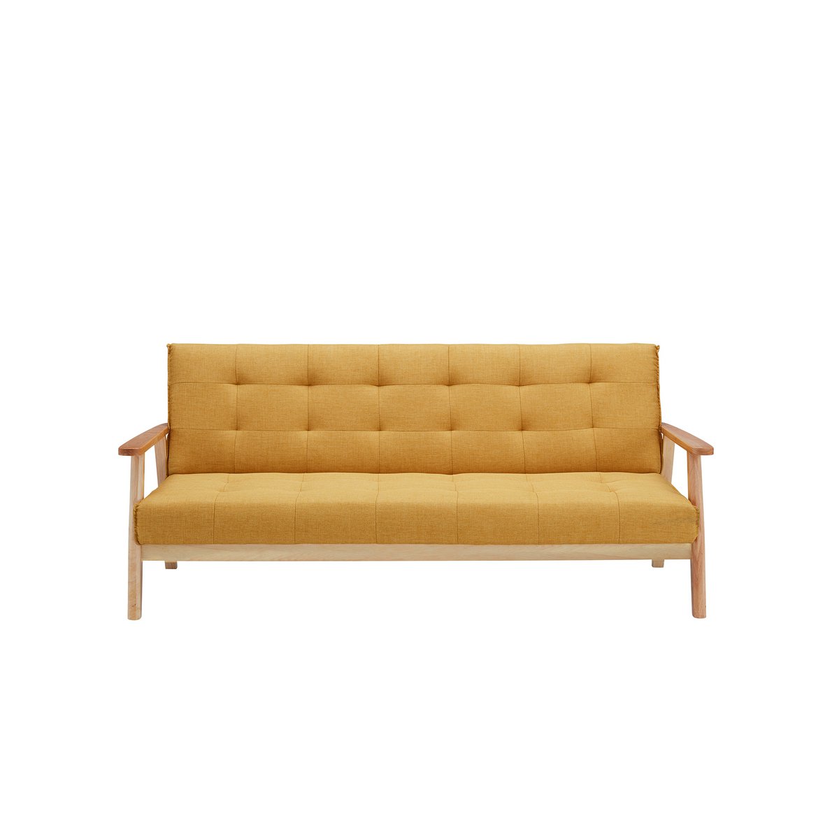 Sofa bed - Scandinavian - 190x85x81cm - Mustard yellow/Natural