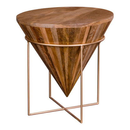 Coffee table 'Hapur' - Mango wood - H 45 cm x Ø45 cm - Brown/Copper