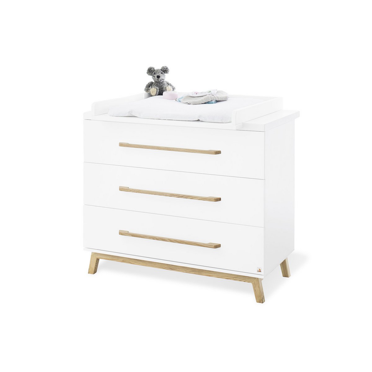 Children's room 'Riva' - 2 parts: Bed/Wide Chest of Drawers - White/Natural