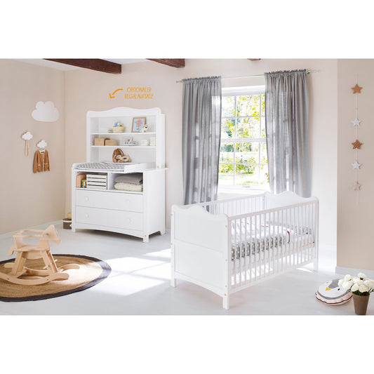 Children's room 'Florentina' - 3 parts: Bedstead/Extra Wide Chest of Drawers incl. Extra Wide Cupboard - White