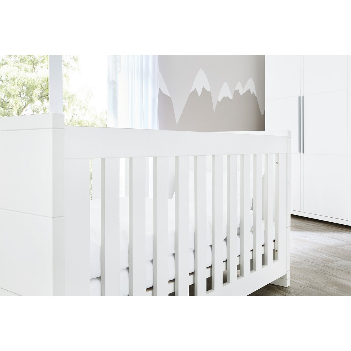 Children's room 'Polar' - 3 parts: Bedstead/Wide Chest of Drawers/3-door Wardrobe - White