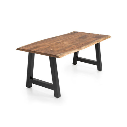 Dining room table - Acacia wood - 140x76.5x80cm - Natural/Black