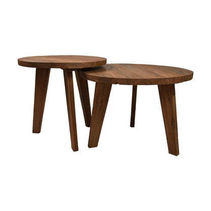 Coffee tables - Round - 2-piece - Ø60x43.5/Ø50x48.5cm - Teak - Natural