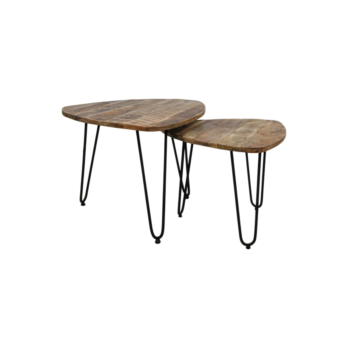 Coffee table set 'Dexter' - 2-piece - Ø60 cm - Mango wood/Iron - Natural/Black