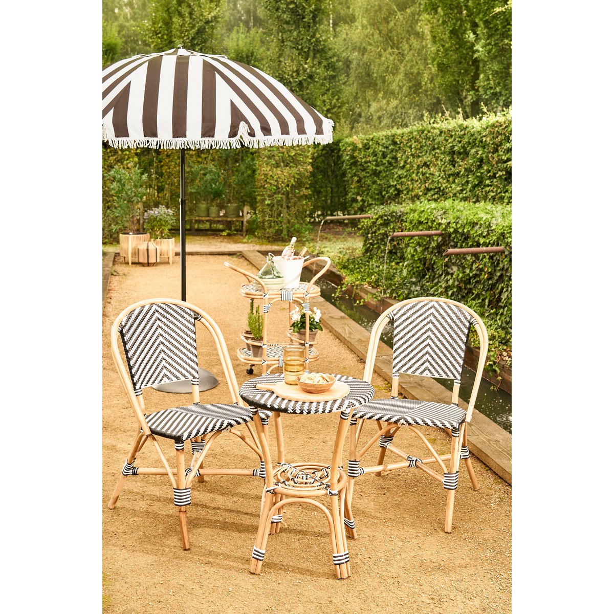 Bistro chair 'Mandox' - W51 x D57 x H90 cm - Rattan - Black/White