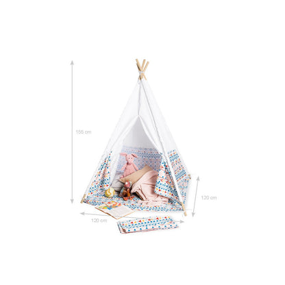 Tipi Tent 'Tipi Naira' - Wit/Blauw/Rood/Geel