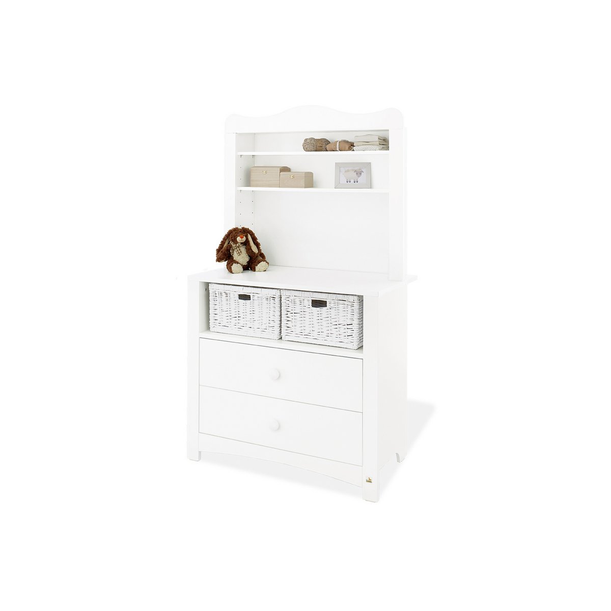 Children's room 'Florentina' - 4 parts: Bedstead/Wide Chest of Drawers incl. Wide Cupboard/3-door Wardrobe - White