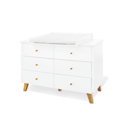 Children's room 'Pan' - 2 parts: Bed/Extra Wide Chest of Drawers - White/Natural