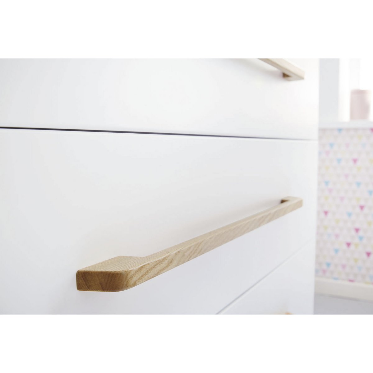 Children's room 'Riva' - 3 parts: Bedstead/Wide chest of drawers/2-door wardrobe - White/Natural