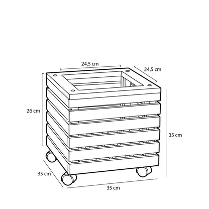 Quadratischer Pflanzkasten auf Rädern für den Außenbereich „Glenwood“ – 35 x 35 x 35 cm – Akazienholz – Braun