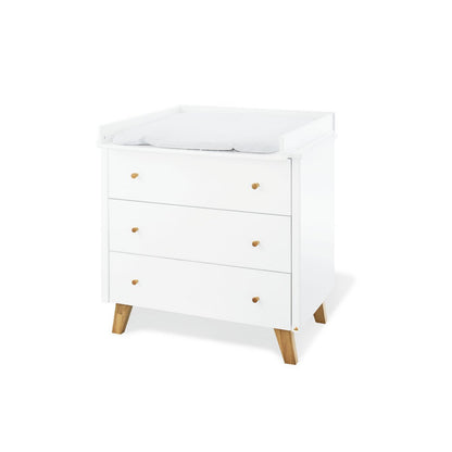 Children's room 'Pan' - 3 parts: Bedstead/Wide chest of drawers/3-door wardrobe - White/Natural