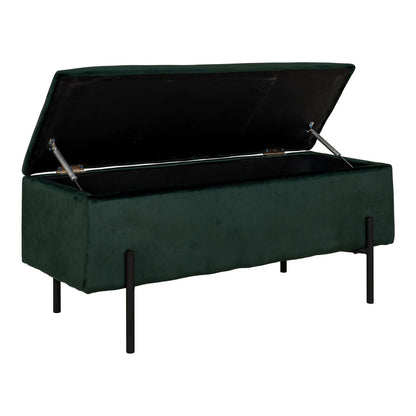 Bench in Bouclé with Storage Space 'Watford Bench' - Dark Green