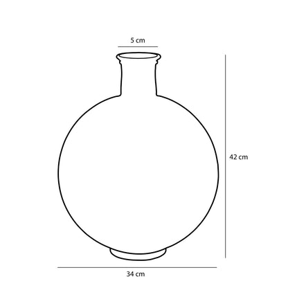 Fles Vaas 'Firenza' - H42 x Ø34 cm - Gerecycled Glas - Oker