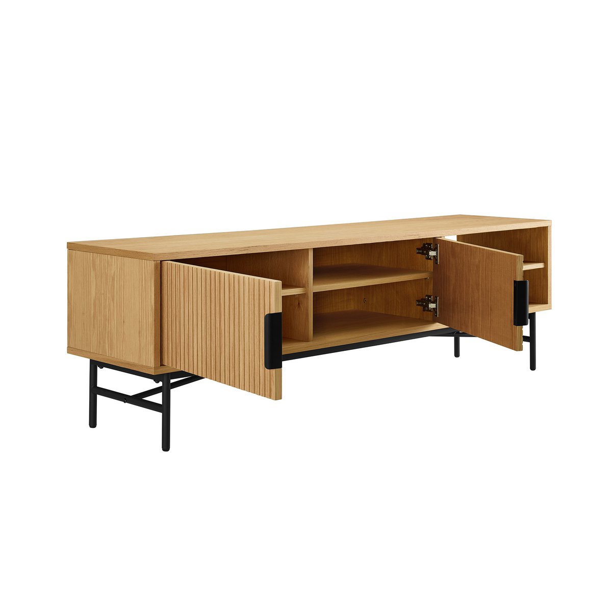 TV Cabinet - Scandinavian - Oak Veneer - Brown/Black