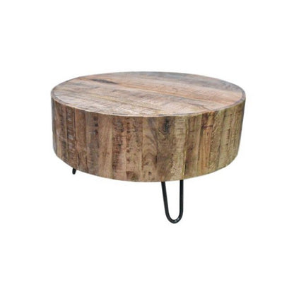 Coffee table 'Melbourne' - 70x70x38cm - Mango wood/Metal - Natural/Black