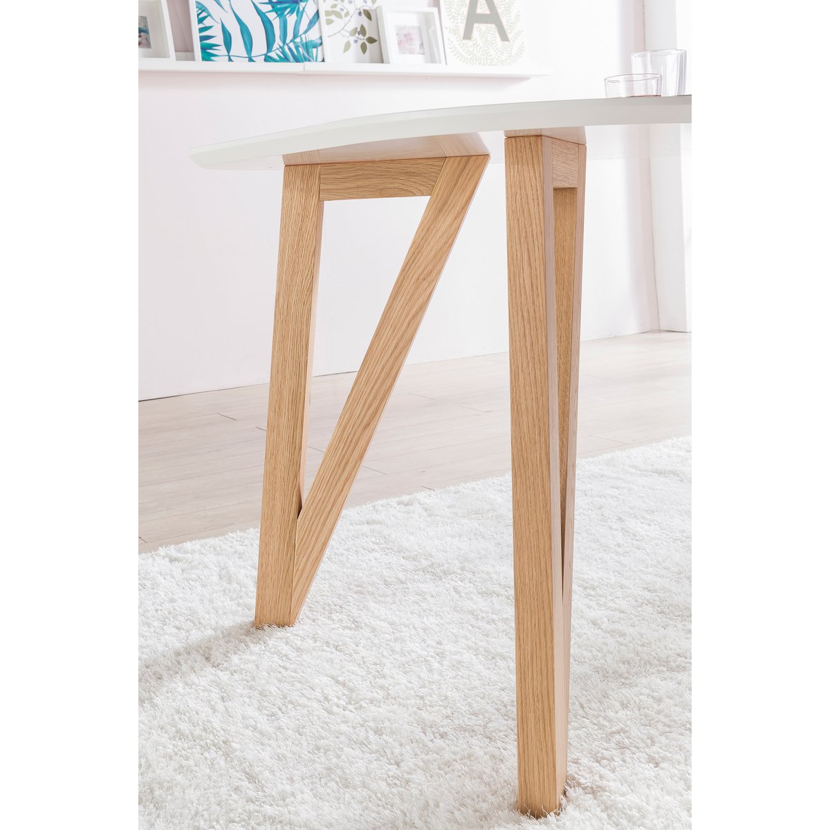 Eetkamertafel - Eiken - Scandinavisch - 180x90x76cm - Wit/Naturel