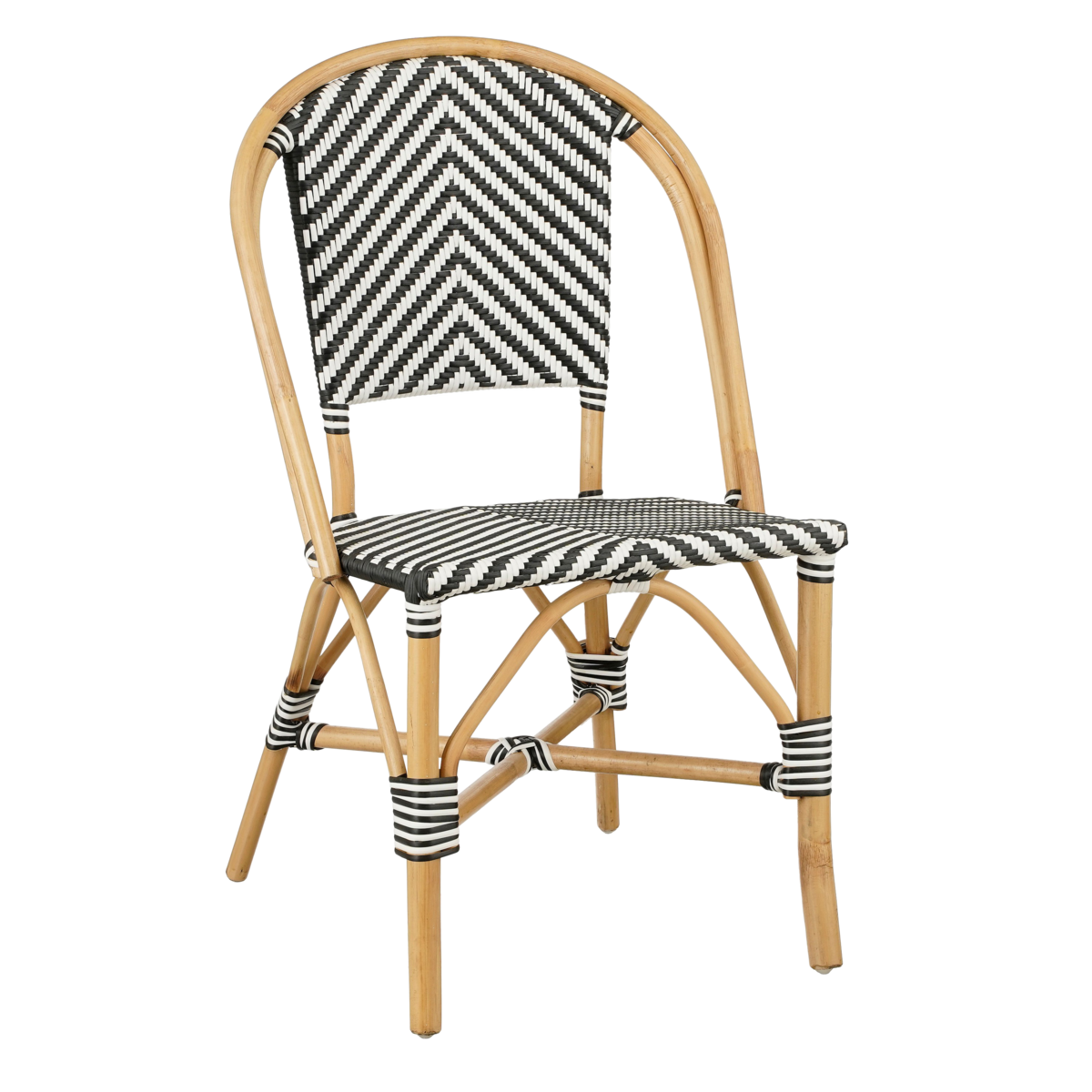 Bistro chair 'Mandox' - W51 x D57 x H90 cm - Rattan - Black/White