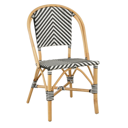 Bistro chair 'Mandox' - W51 x D57 x H90 cm - Rattan - Black/White