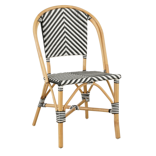 Bistrostuhl 'Mandox' - B51 x T57 x H90 cm - Rattan - Schwarz/Weiß