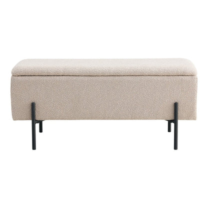 Bench in Bouclé with Storage Space 'Watford Bench' - Beige