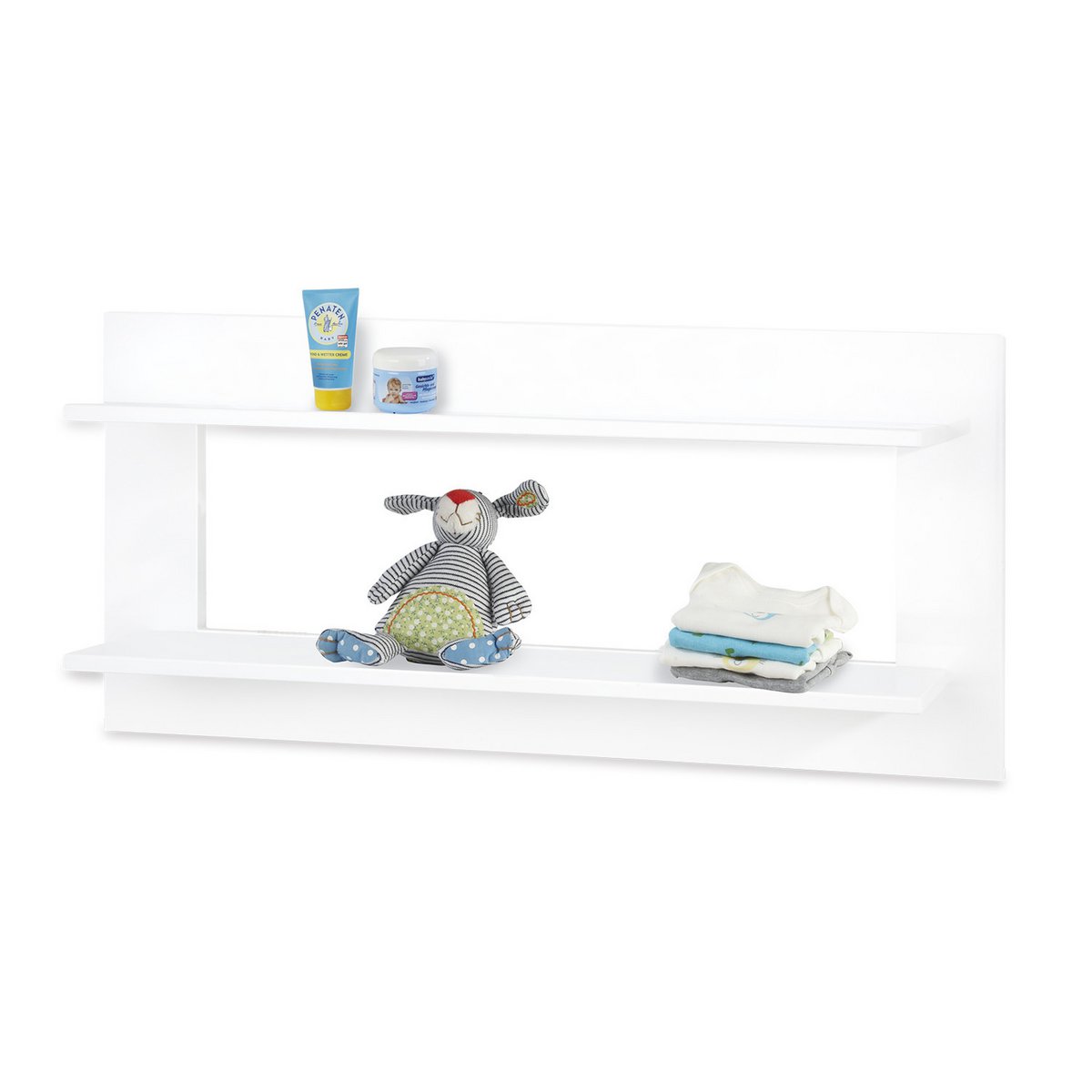 Children's room 'Riva' - 4 parts: Bedstead/Extra Wide Chest of Drawers/2-door Wardrobe/Wall Shelf - White/Natural