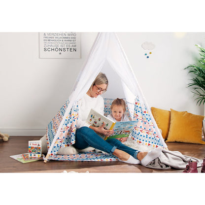 Tipi Tent 'Tipi Naira' - Wit/Blauw/Rood/Geel