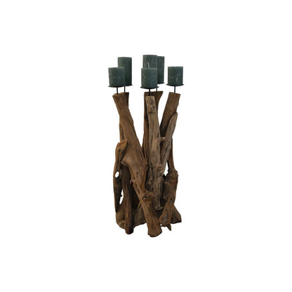 Candle holder for 6 candles - 35x35x65cm - Driftwood - Natural/Black