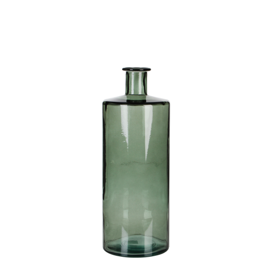 Bottle Vase 'Guan' - H40 x Ø15 cm - Recycled Glass - Green