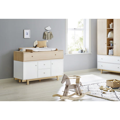 Chest of drawers 'Boks' - Extra Wide - White/Natural