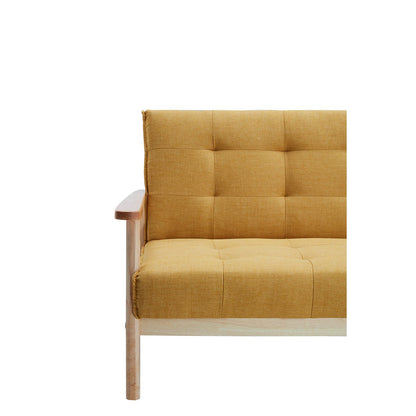 Sofa bed - Scandinavian - 190x85x81cm - Mustard yellow/Natural